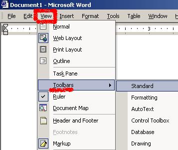 Toolbars in Word