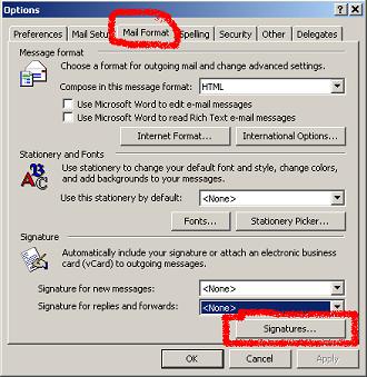 Outlook Options Signatures